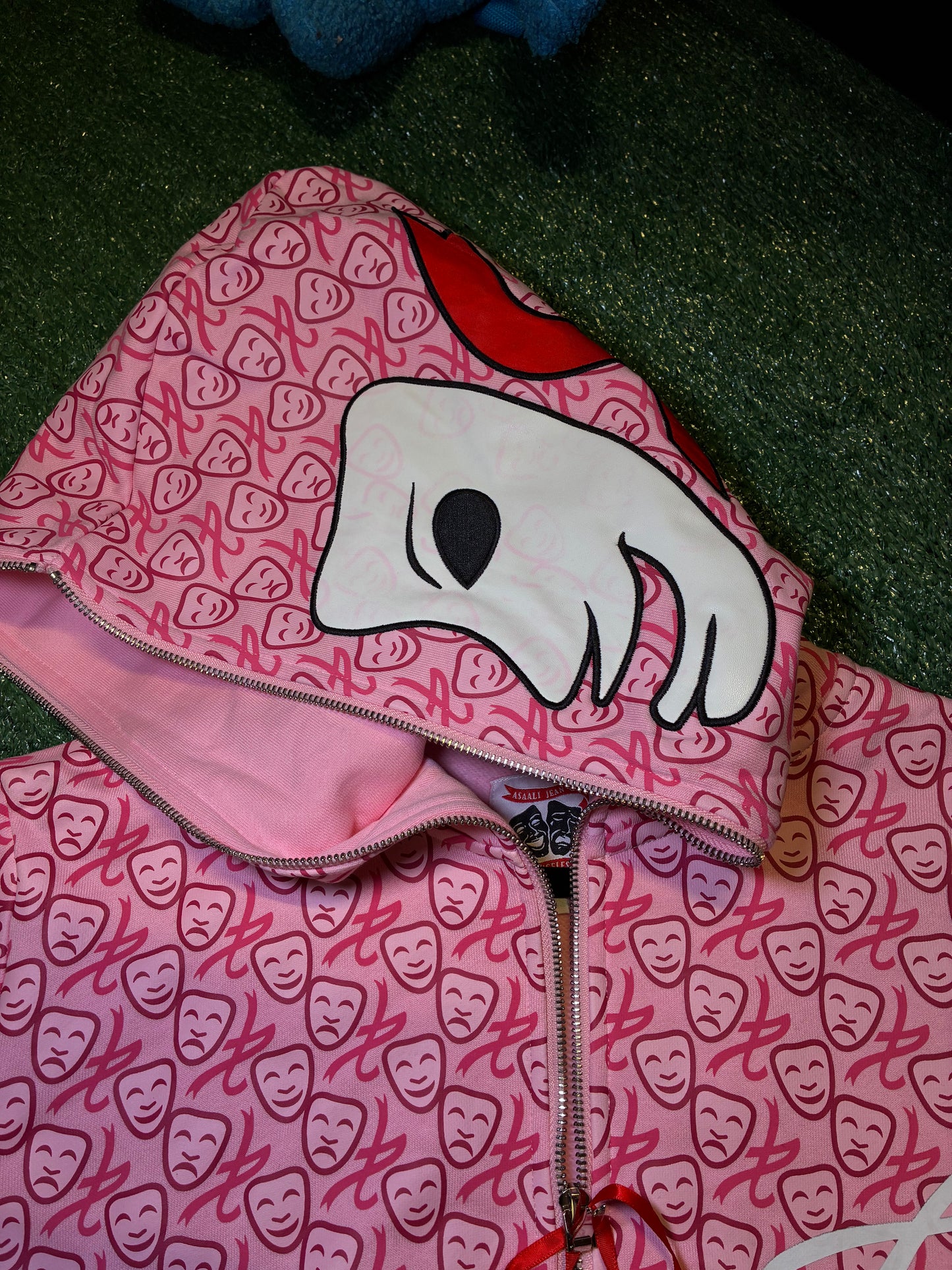 1st All Over Print Leather Mask Zip Up Pink
