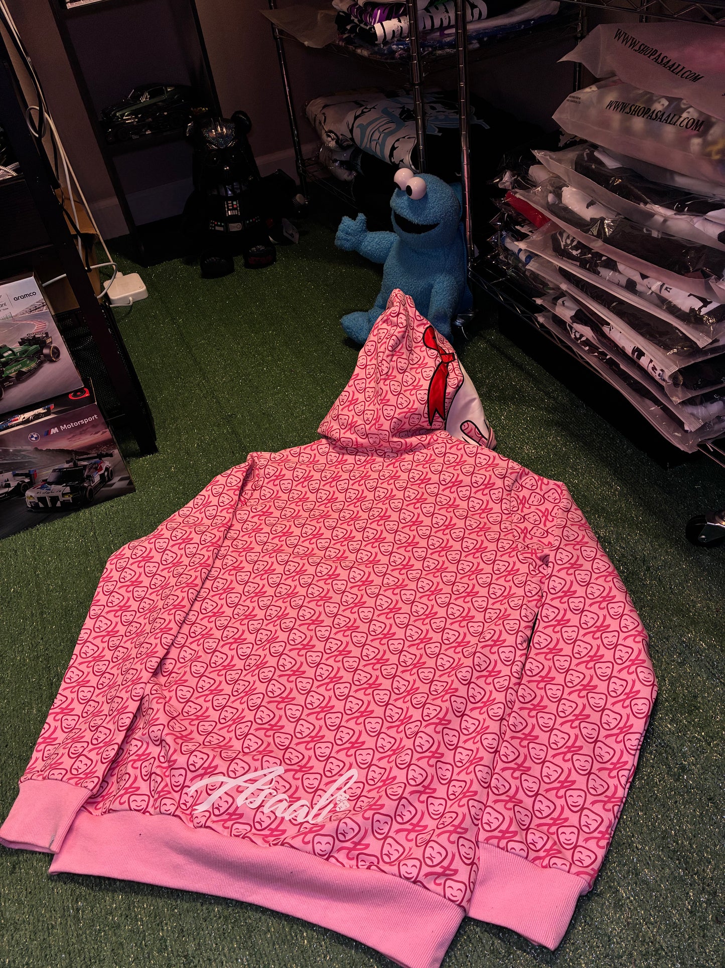 1st All Over Print Leather Mask Zip Up Pink