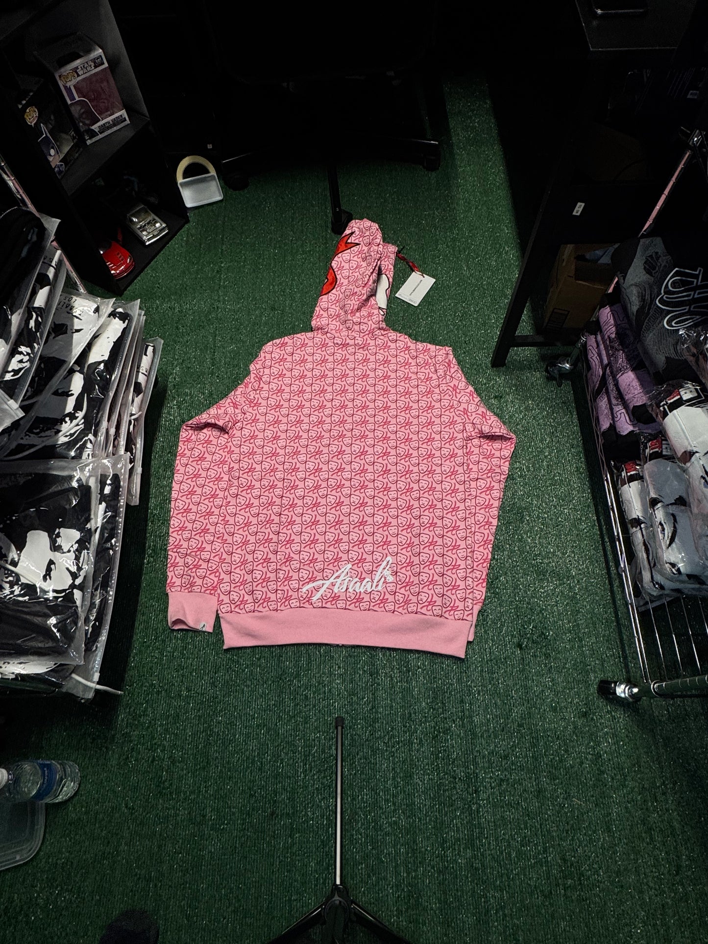 1st All Over Print Leather Mask Zip Up Pink