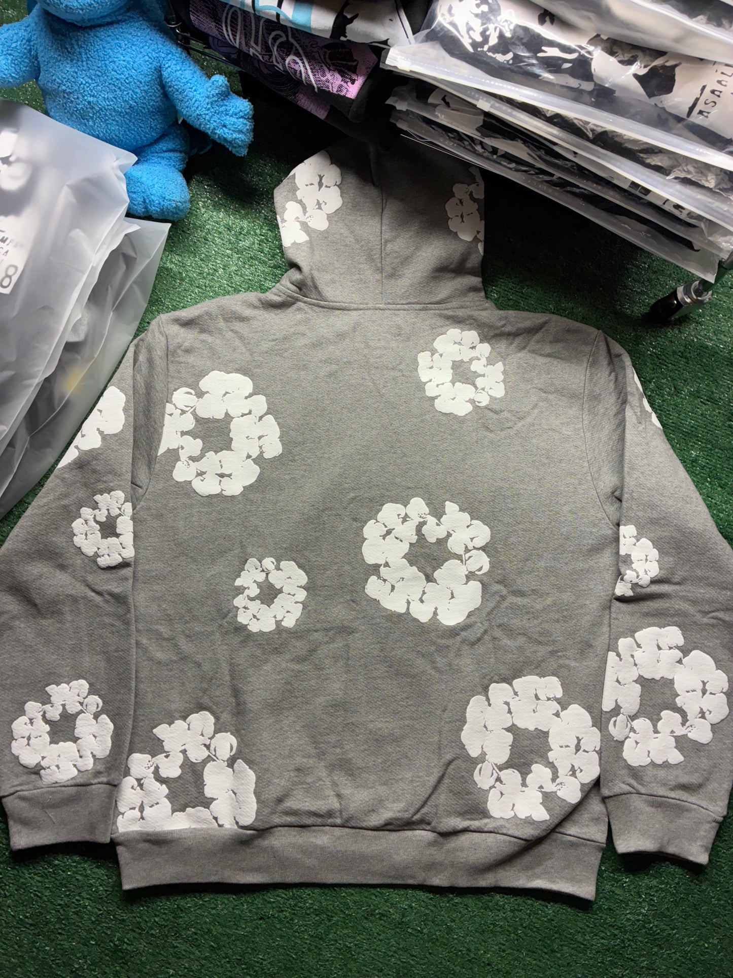 Grey Denim Tearr Hoodie