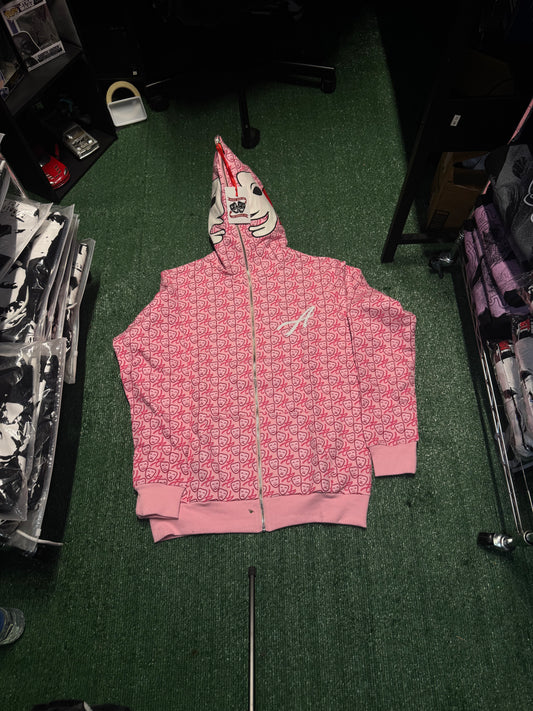 1st All Over Print Leather Mask Zip Up Pink
